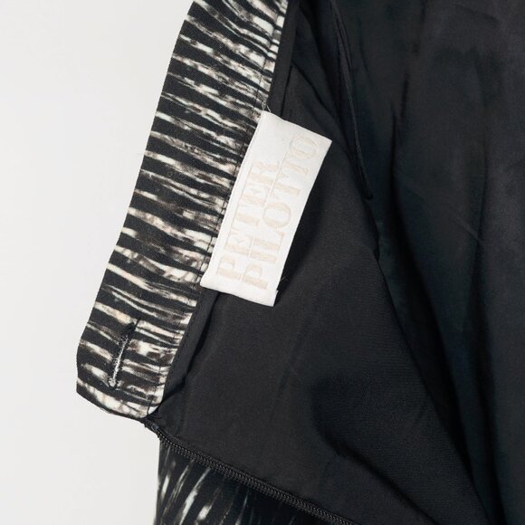 Peter Pilotto K Blue & Black Abstract Printed Crepe Handkerchief-Hem Skirt - Picture 9 of 12